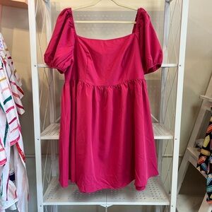 Pink Puff Sleeve Mini Sundress